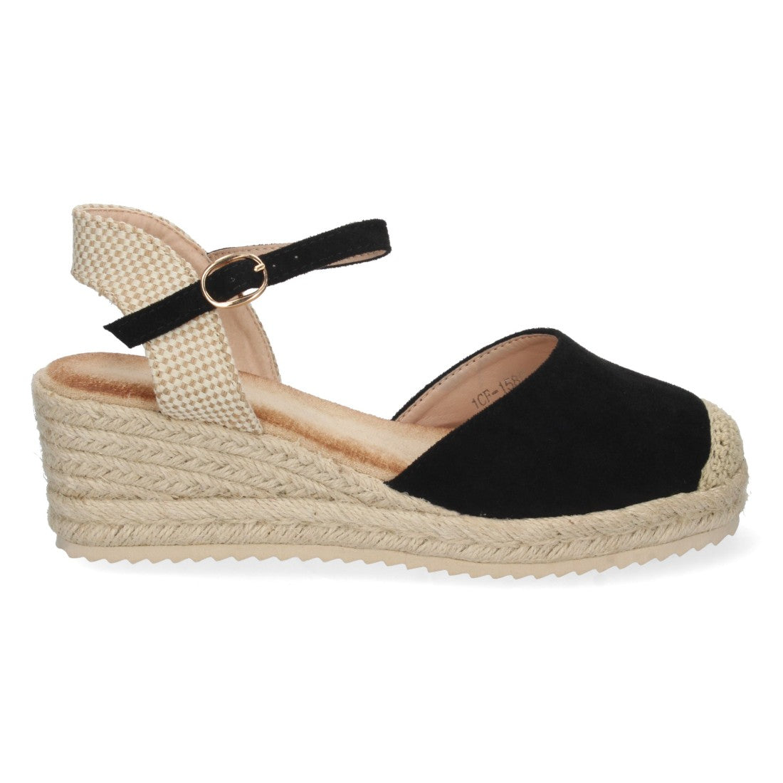 Sandalia de Cuña con Pala Cerrada Negra