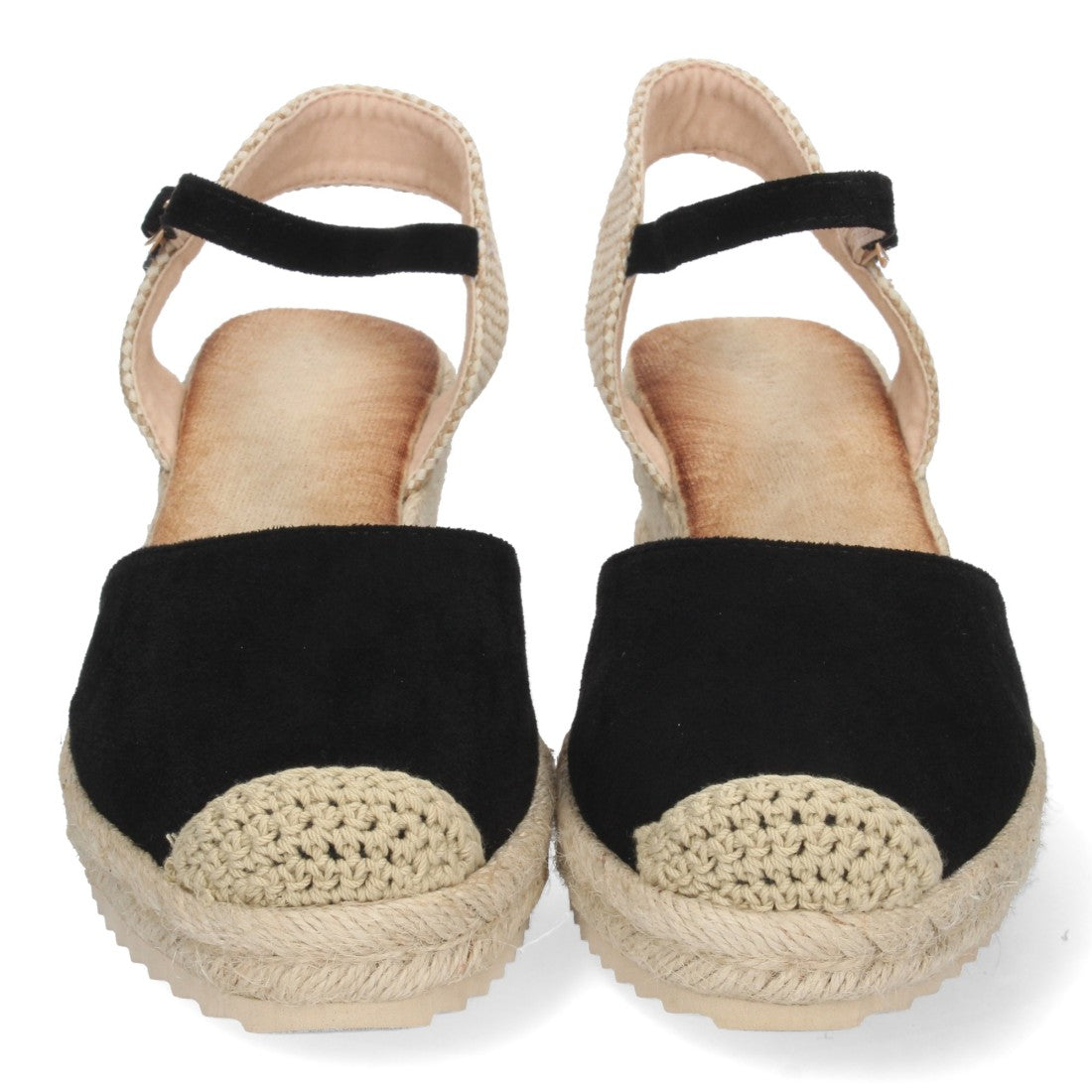 Sandalia de Cuña con Pala Cerrada Negra