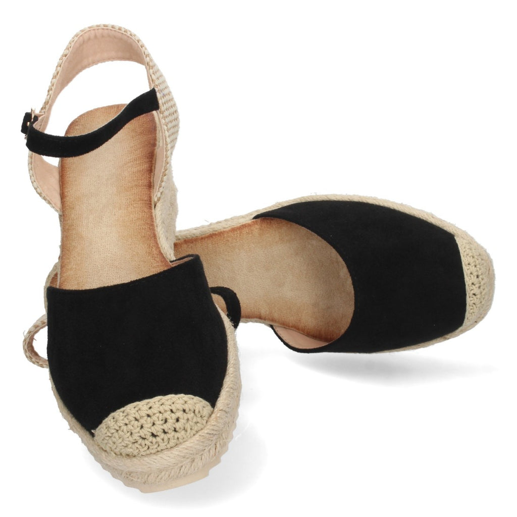 Sandalia de Cuña con Pala Cerrada Negra