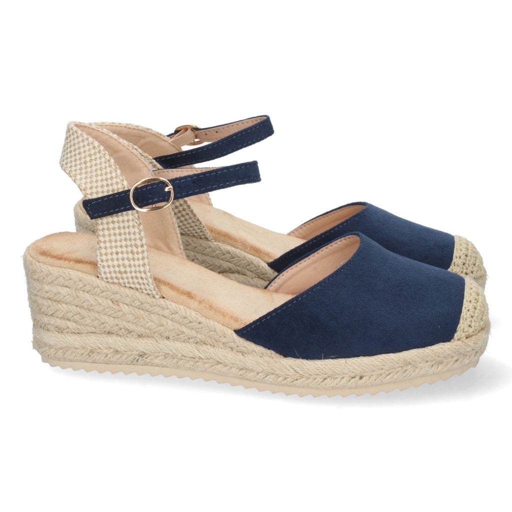 Sandalia de Cuña con Pala Cerrada Azul Marino