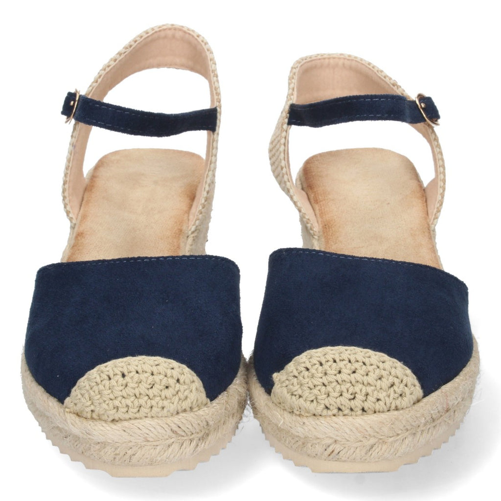 Sandalia de Cuña con Pala Cerrada Azul Marino