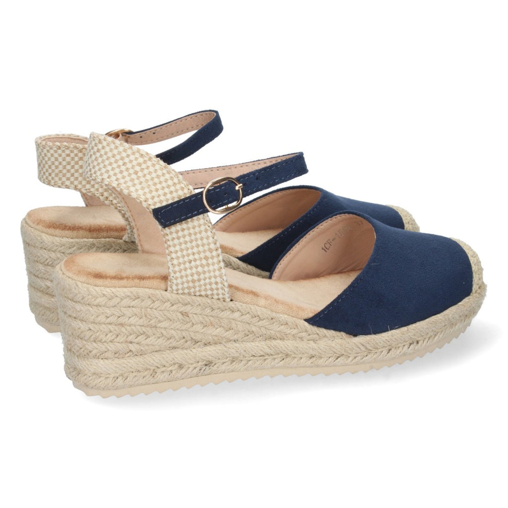 Sandalia de Cuña con Pala Cerrada Azul Marino