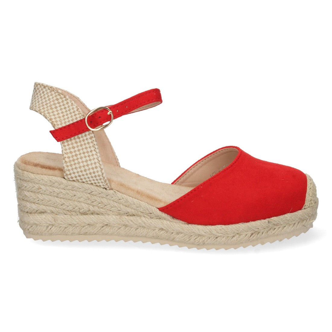 Sandalia de Cuña con Pala Cerrada Roja