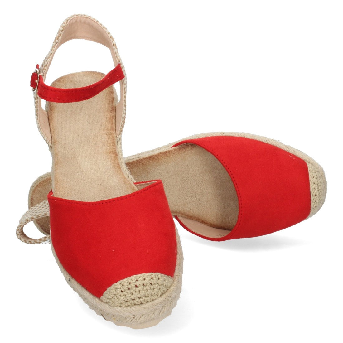 Sandalia de Cuña con Pala Cerrada Roja