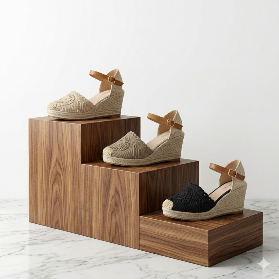 Sandalia de Cuña Valenciana con Punta Tejida Beige