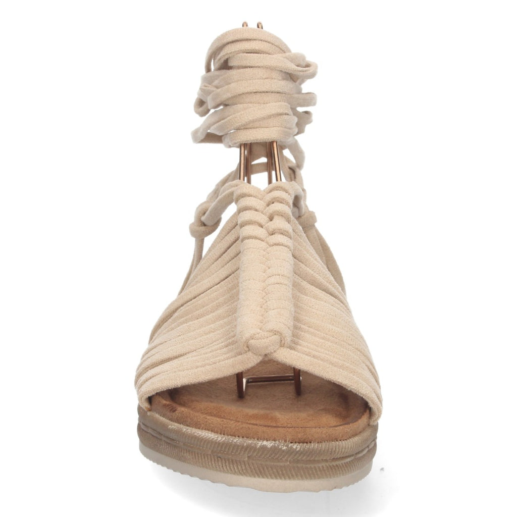 Sandalia Plana – Tiras al Tobillo y Confort Diario -Beige
