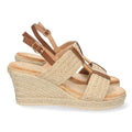 Sandalia de Cuña con Doble Pala Trenzada - Beige