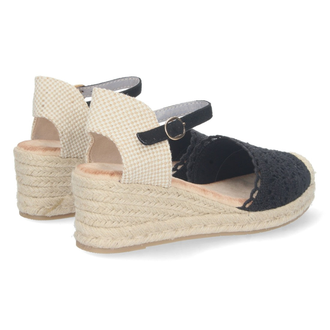 Sandalia de Cuña Valenciana con Pala de Rafia Negra