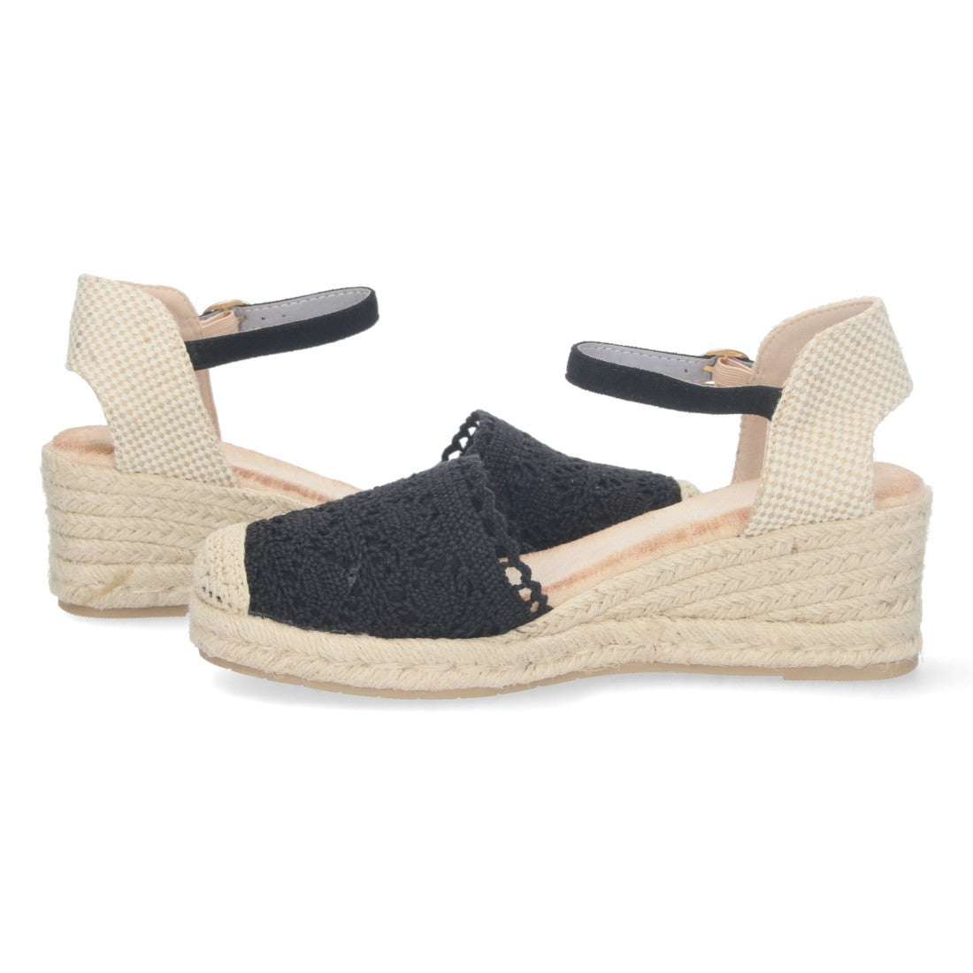 Sandalia de Cuña Valenciana con Pala de Rafia Negra