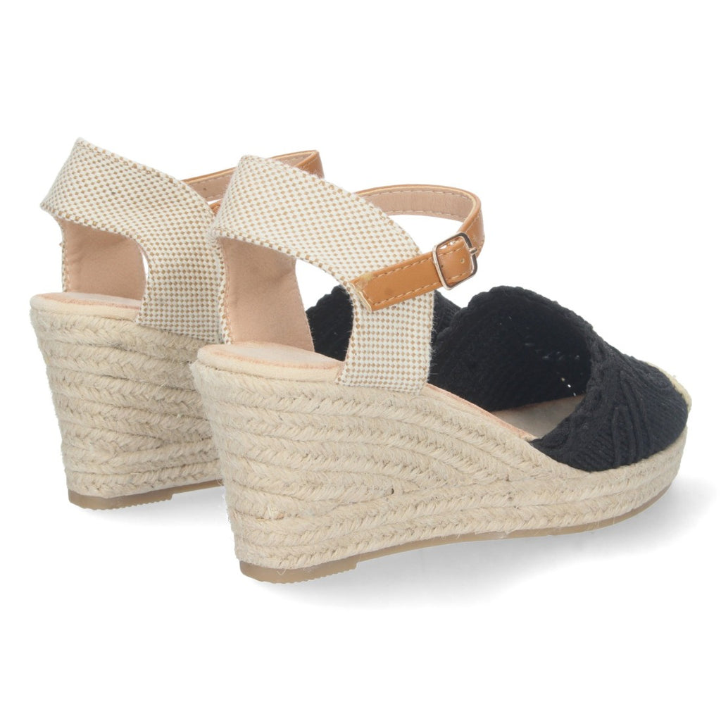 Sandalia de Cuña Valenciana con Punta Tejida Negra
