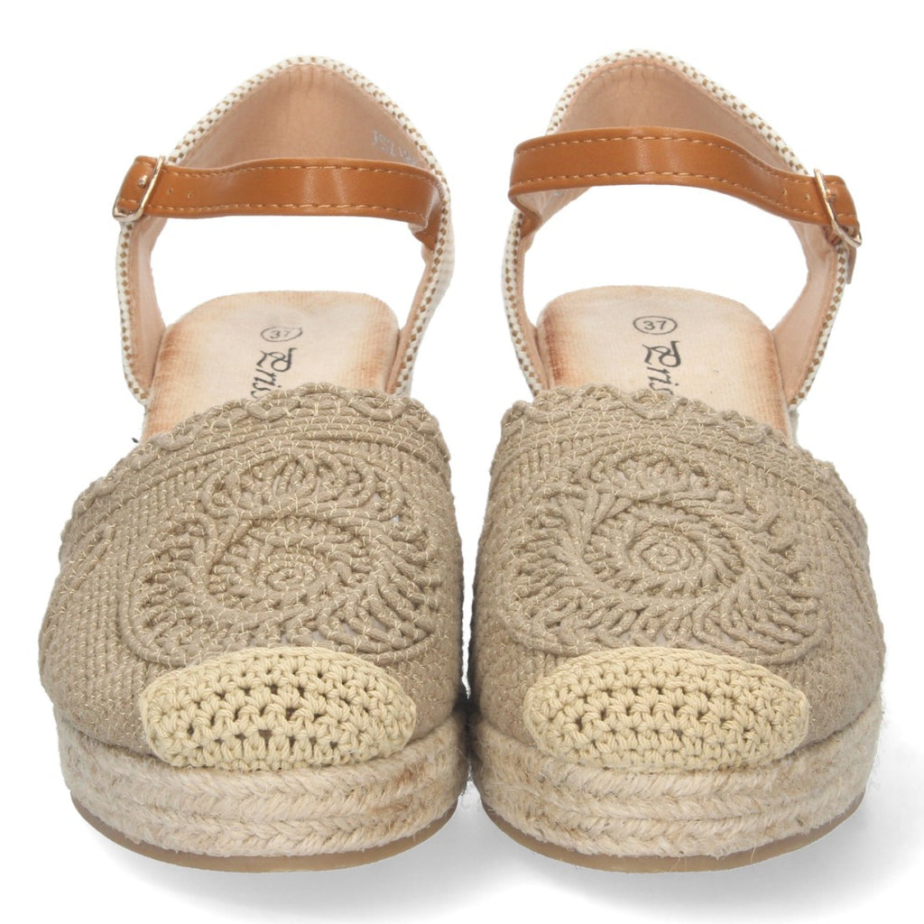 Sandalia de Cuña Valenciana con Punta Tejida Kaki