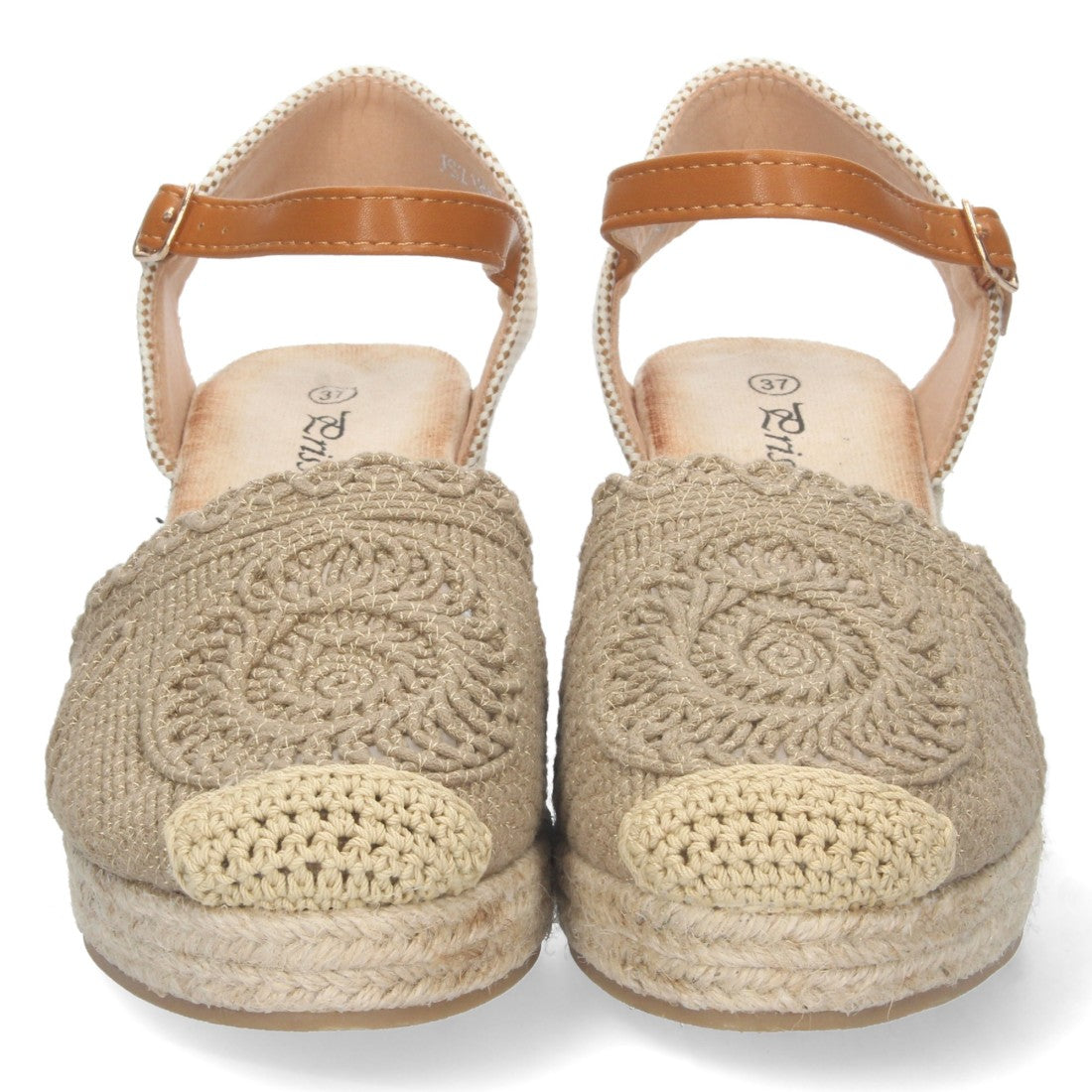 Sandalia de Cuña Valenciana con Punta Tejida Kaki