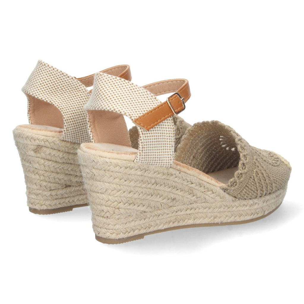 Sandalia de Cuña Valenciana con Punta Tejida Kaki