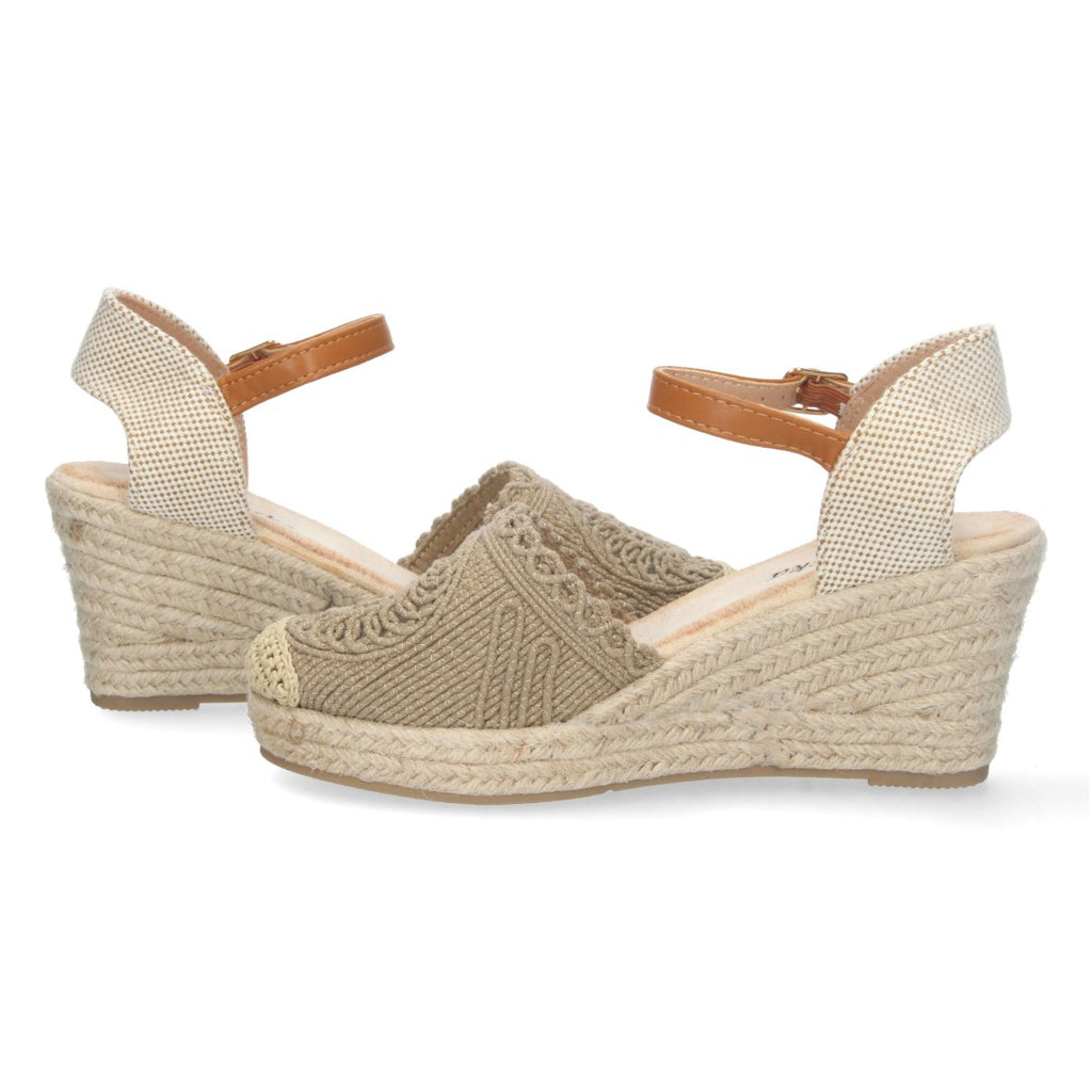 Sandalia de Cuña Valenciana con Punta Tejida Kaki