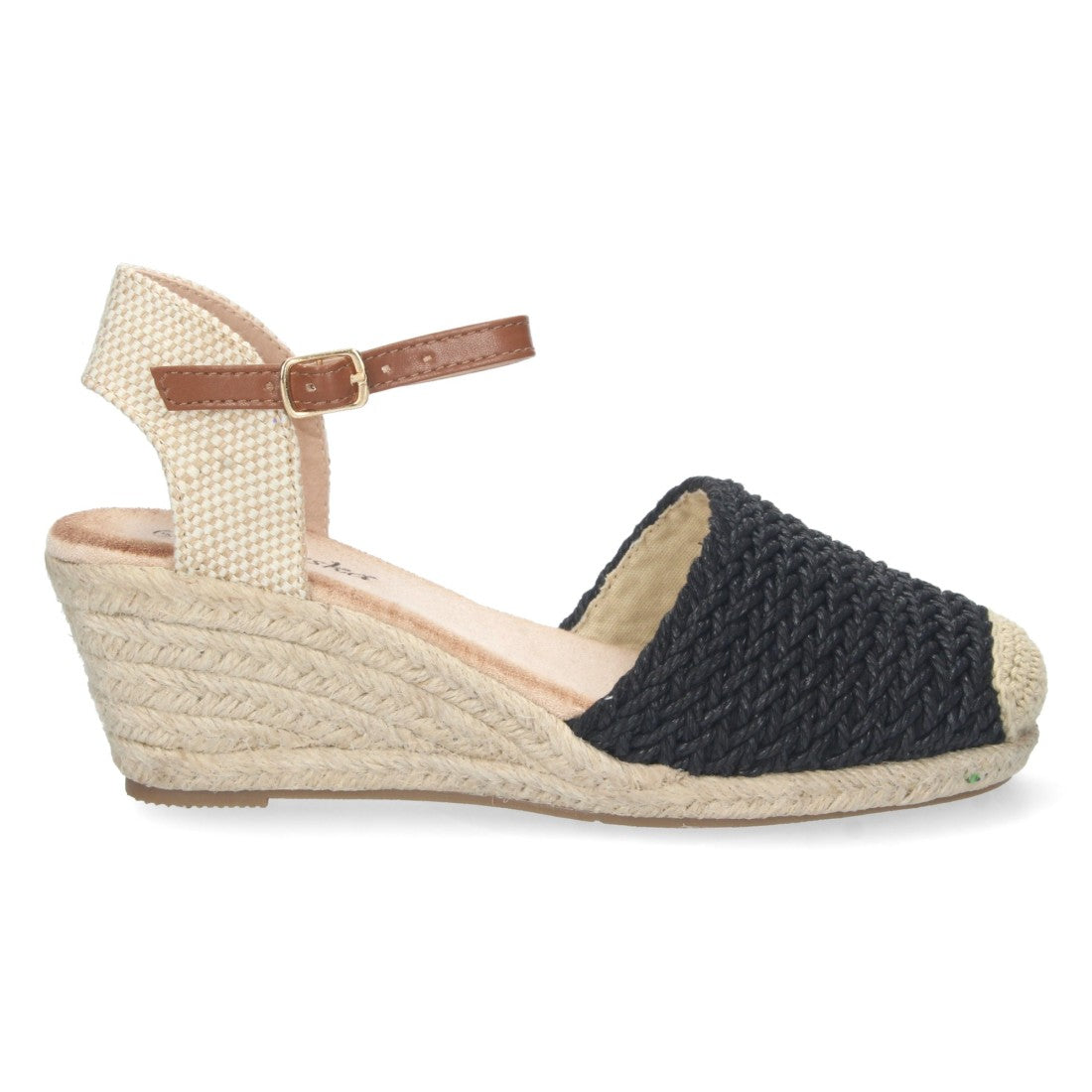 Alpargata de cuña yute pala rafia - negra