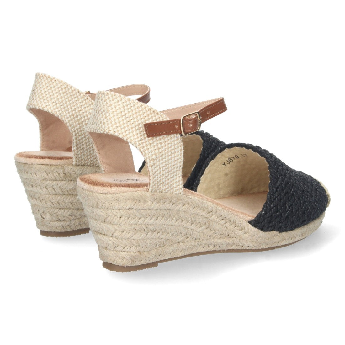 Alpargata de cuña yute pala rafia - negra