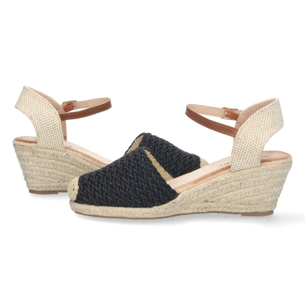 Alpargata de cuña yute pala rafia - negra