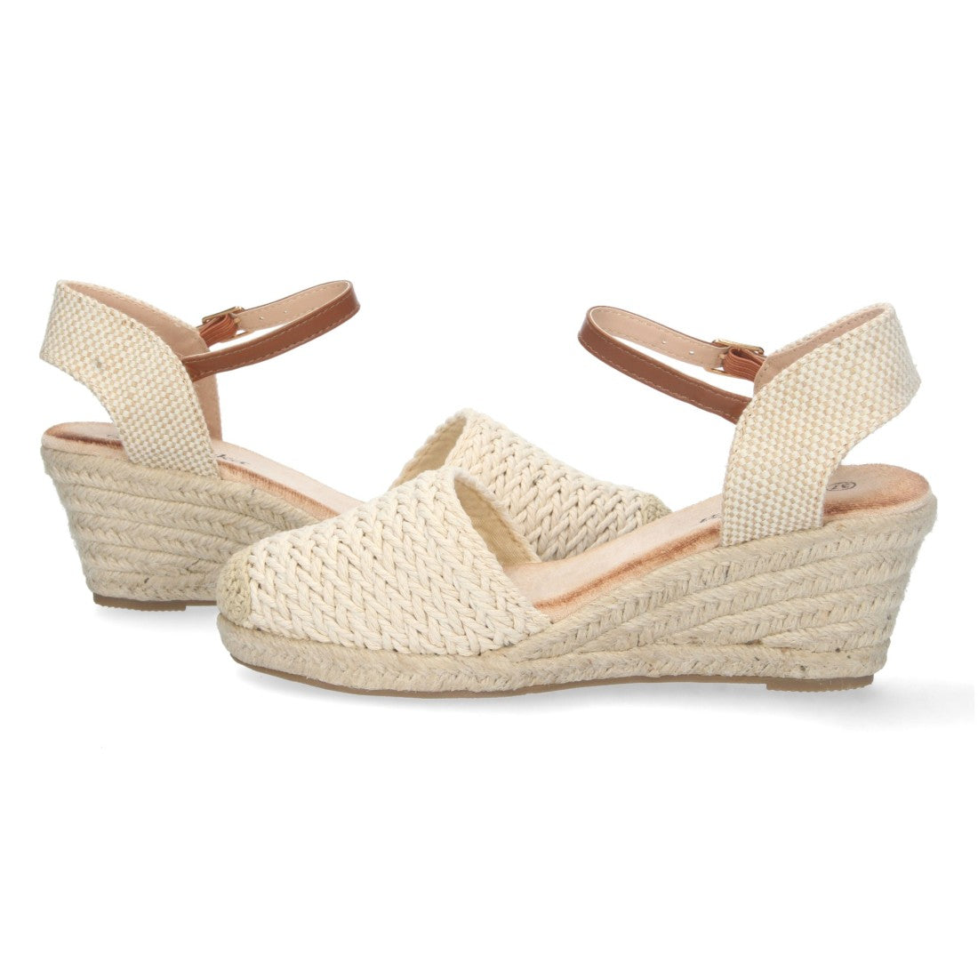 Alpargata de cuña yute pala rafia - Beige