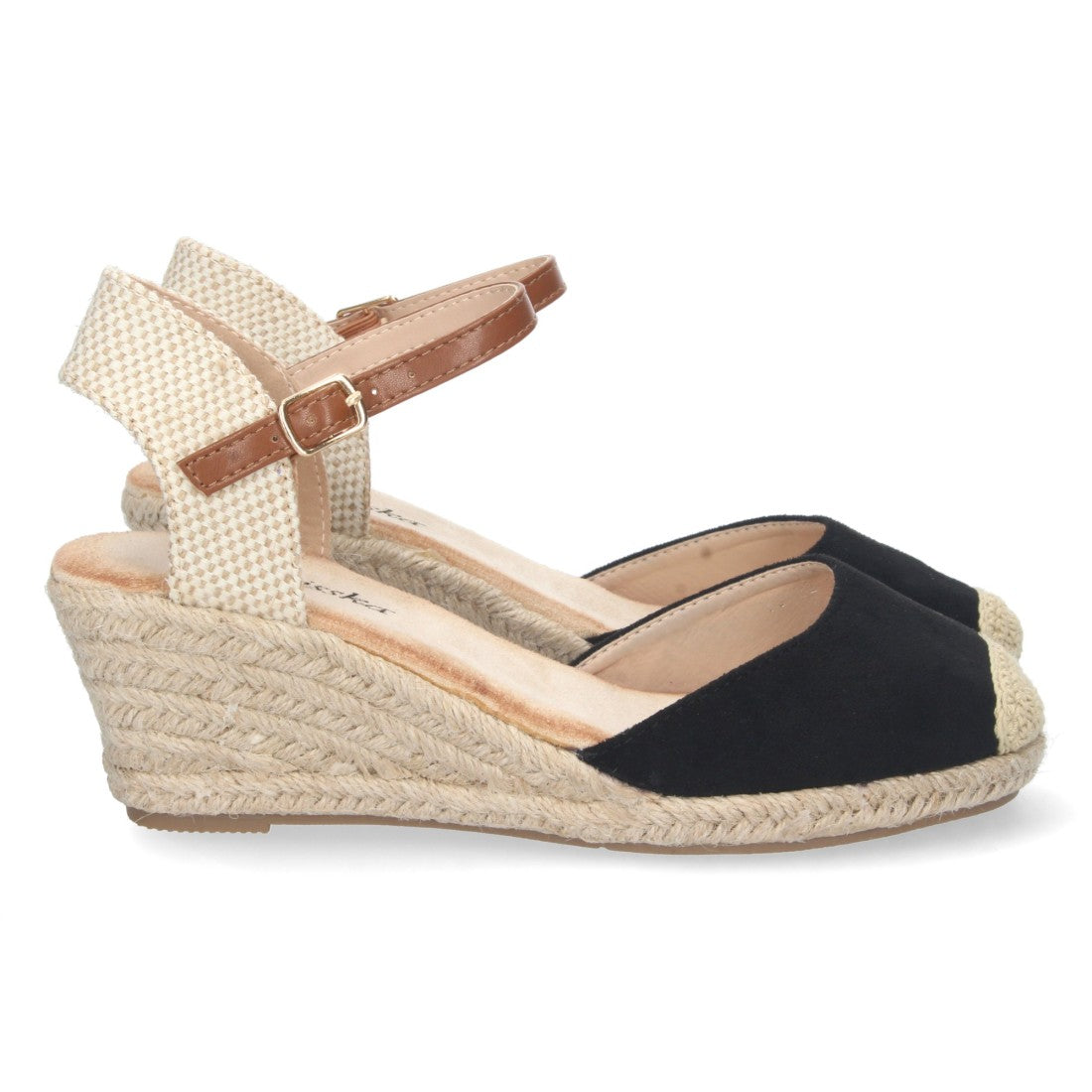 Sandalia de Cuña Valenciana Negra para Mujer