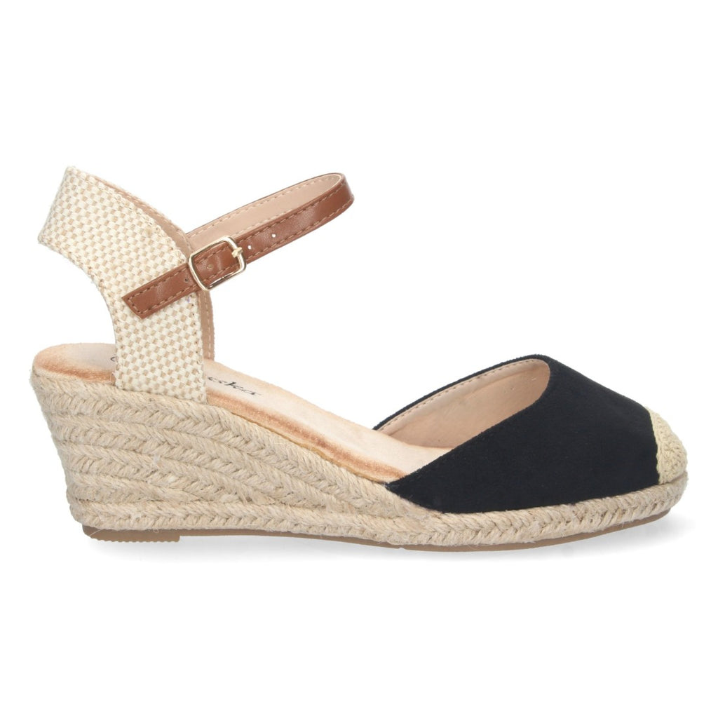 Sandalia de Cuña Valenciana Negra para Mujer