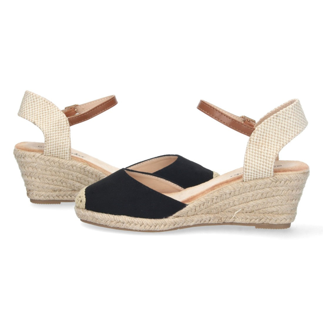 Sandalia de Cuña Valenciana Negra para Mujer