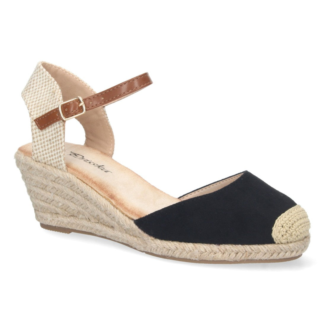 Sandalia de Cuña Valenciana Negra para Mujer