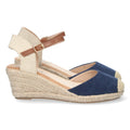 Sandalia de Cuña Valenciana Azul Marino para Mujer