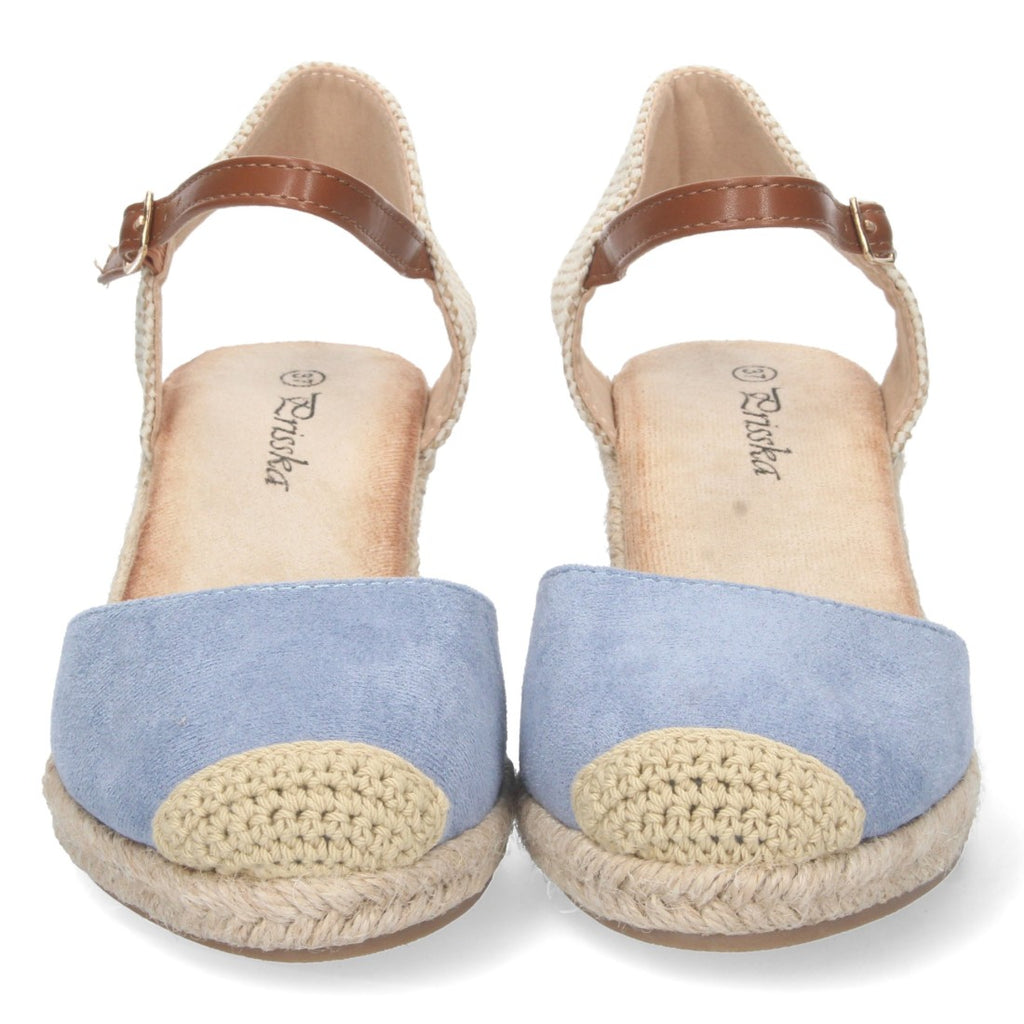 Sandalia de Cuña Valenciana Azul Claro para Mujer