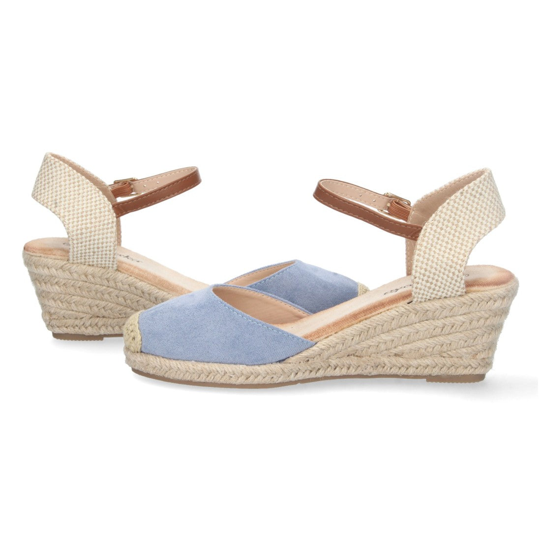 Sandalia de Cuña Valenciana Azul Claro para Mujer