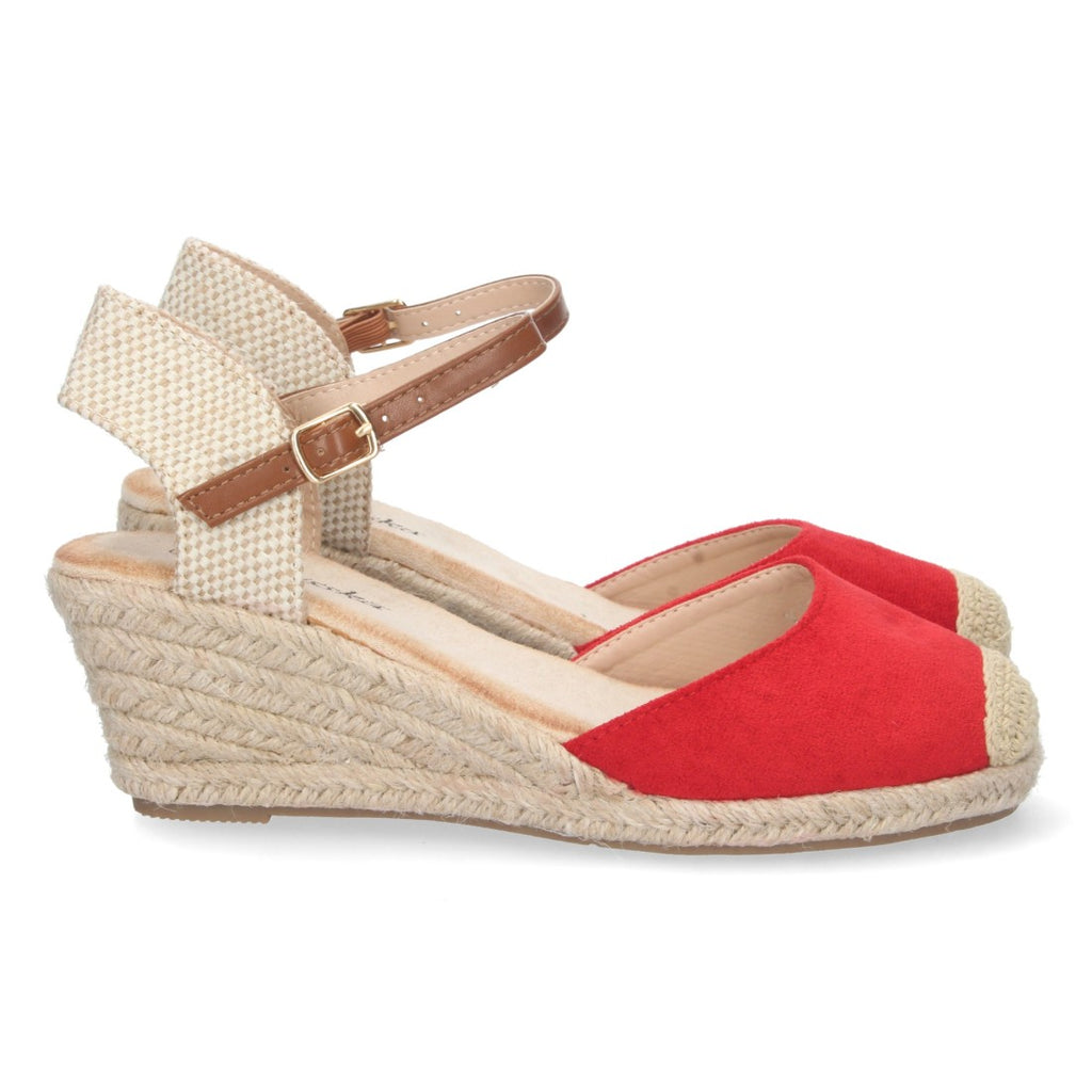 Sandalia de Cuña Valenciana Roja para Mujer