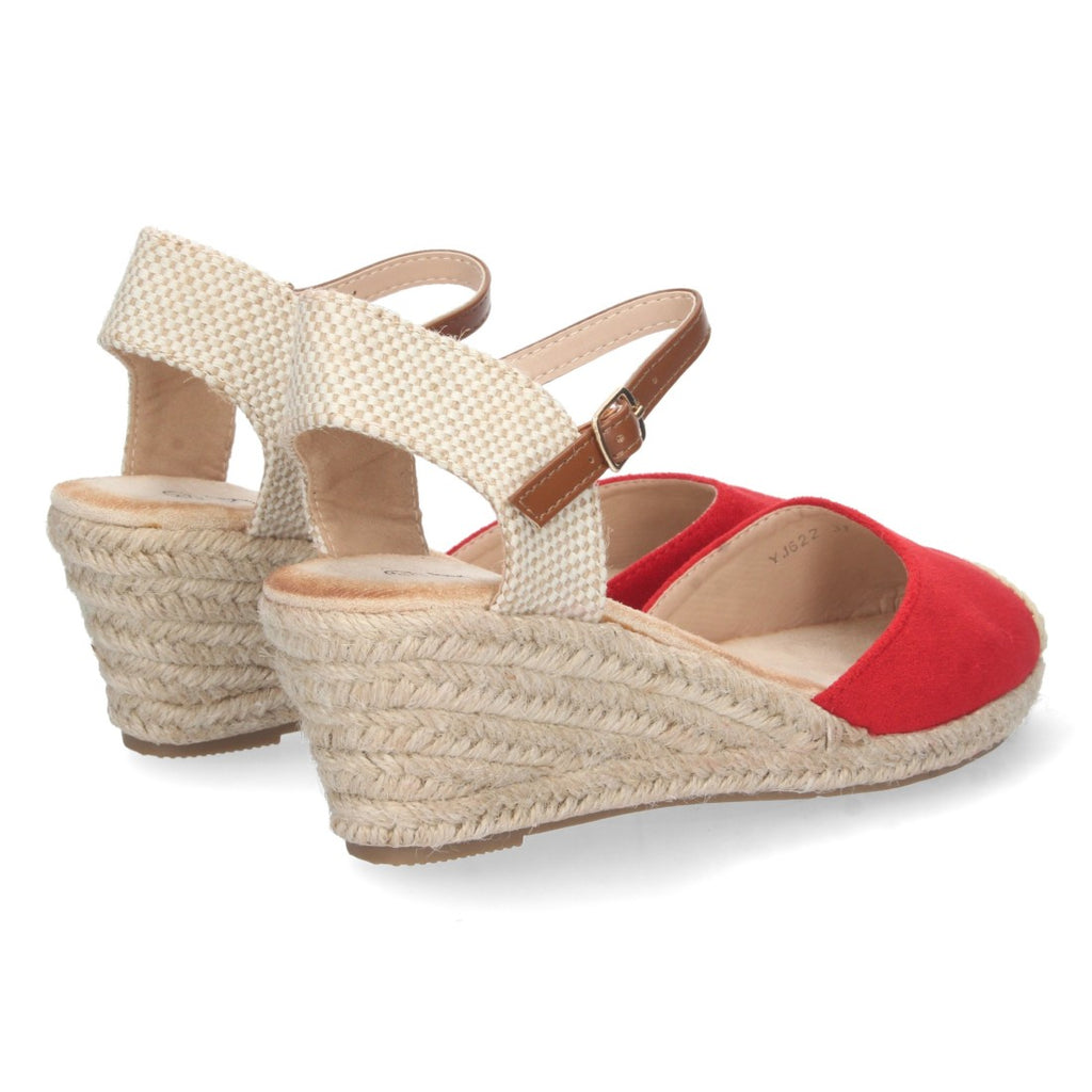 Sandalia de Cuña Valenciana Roja para Mujer