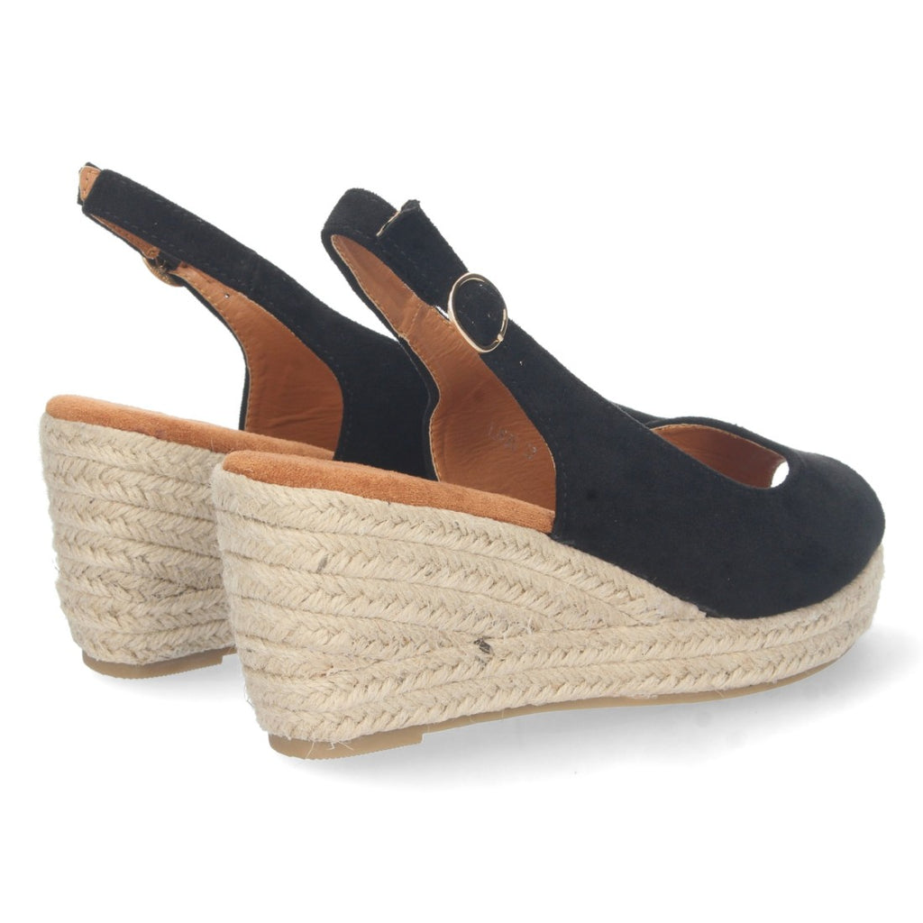 Sandalia de Cuña Negra para Mujer