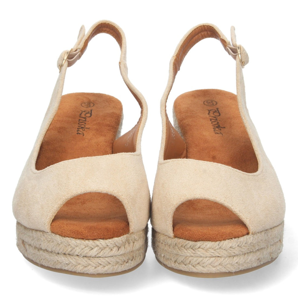 Sandalia de Cuña Beige para Mujer